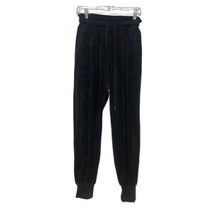 See by Chloe Black Velour Jogger Pants Draw String Paper Bag Waist